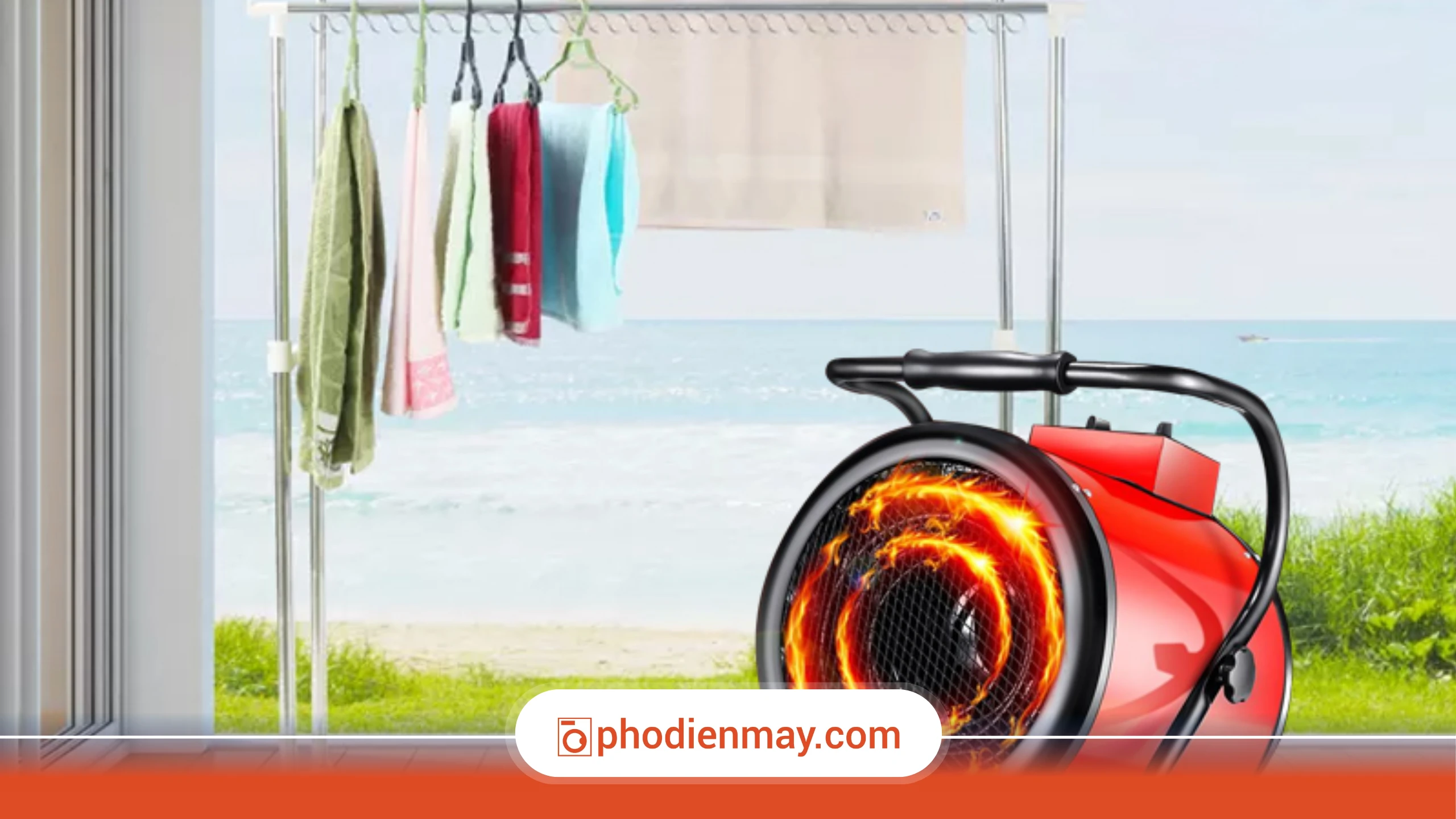 quạt sưởi, hong khô quần áo, dùng quạt sưởi hong quần áo, sử dụng quạt sưởi an toàn
