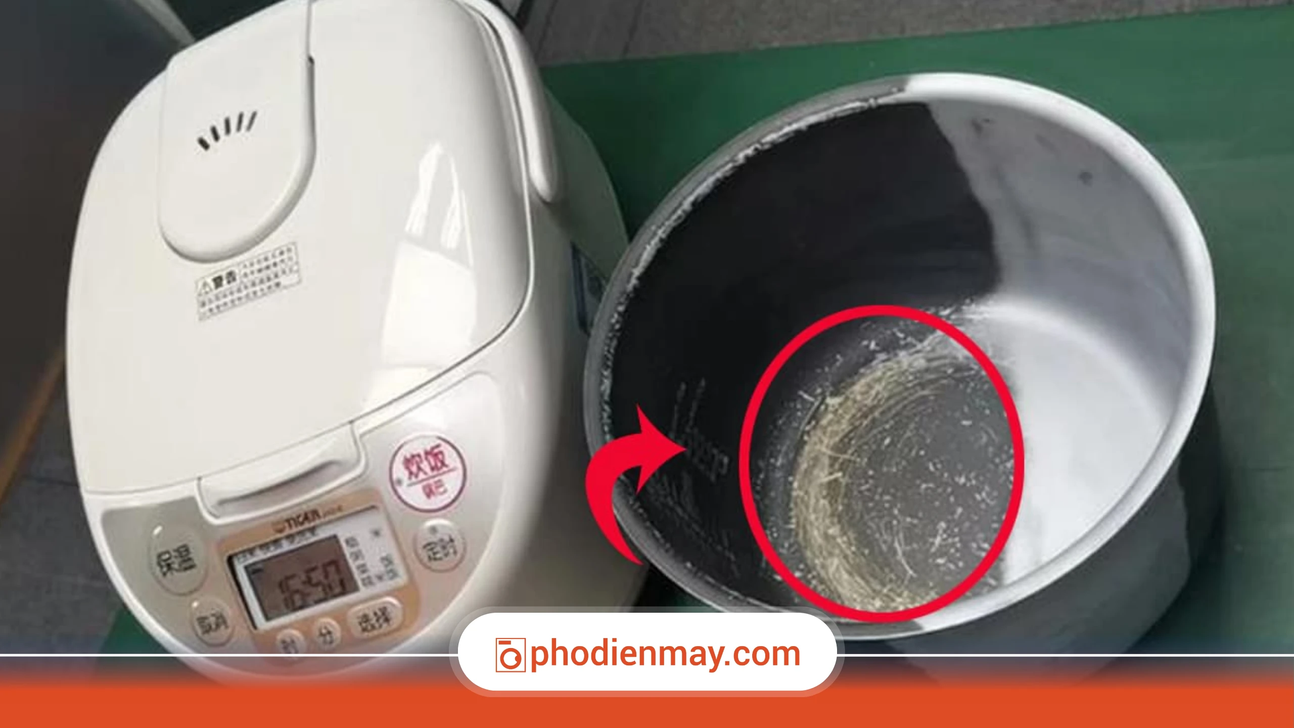 nồi cơm điện, nồi cơm điện bị xước, lòng nồi cơm điện, Phố Điện Máy
