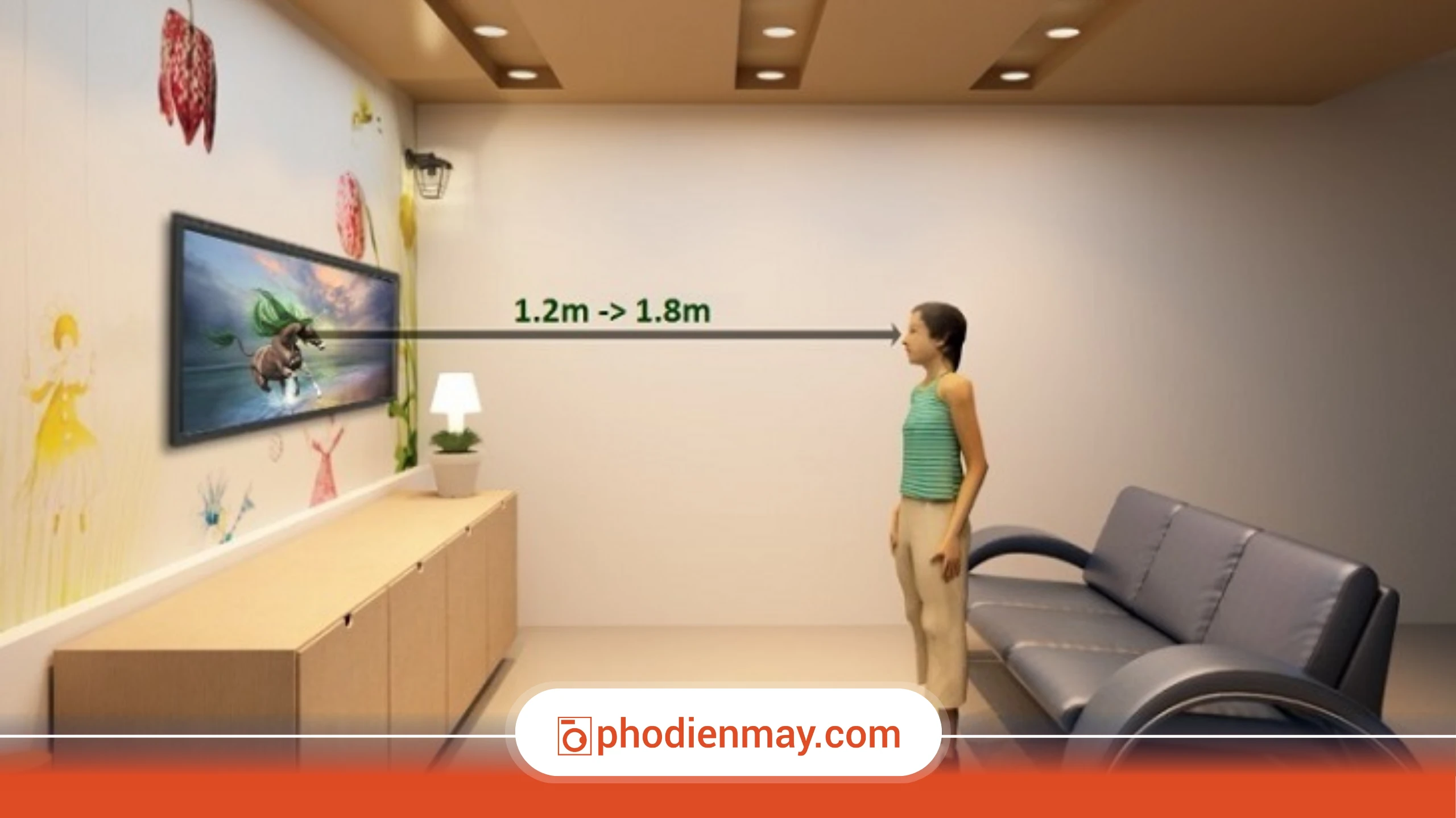 Xác định chiều cao treo tivi chuẩn tầm mắt