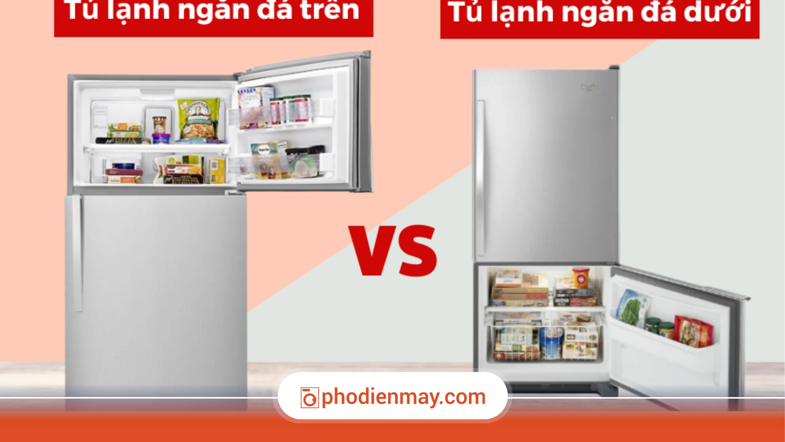 Tủ lạnh ngăn đá trên hay ngăn đá dưới tiện hơn?
