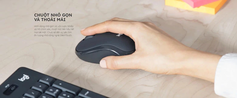 Bàn phím chuột Logitech không dây MK295 Silent - Chuột nhỏ gọn, cầm nắm thoải mái