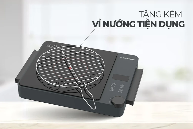 Bếp hồng ngoại Sunhouse SHD6022 - Bếp đi kèm với một vỉ nướng inox