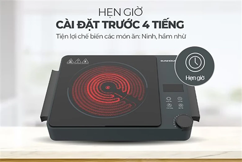 Bếp hồng ngoại Sunhouse SHD6022 - Chức năng hẹn giờ tiện lợi