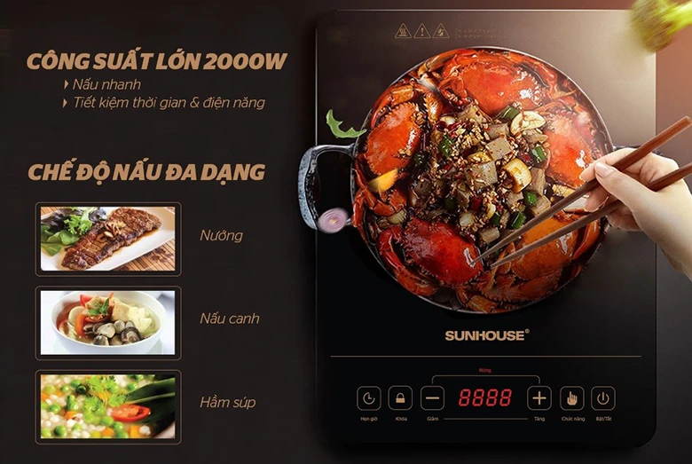 Bếp hồng ngoại cảm ứng Sunhouse SHD6014 công suất 2000w