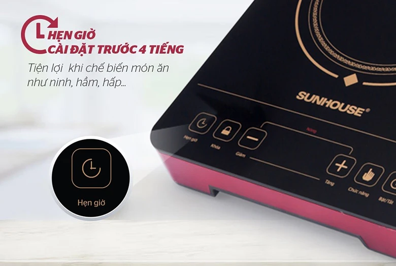Bếp hồng ngoại cảm ứng Sunhouse SHD6014 chủ động  hẹn giờ tiện lợi