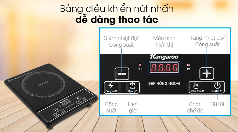 Bếp hồng ngoại Kangaroo KG20IFP1 có bảng điều khiển cơ