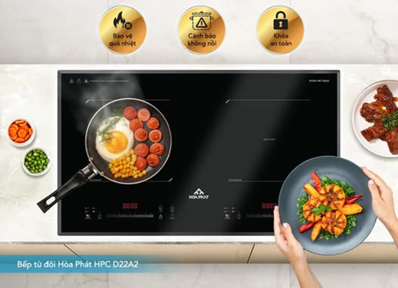Bếp từ đôi Hòa Phát HPC D22A2 nhiều chức năng