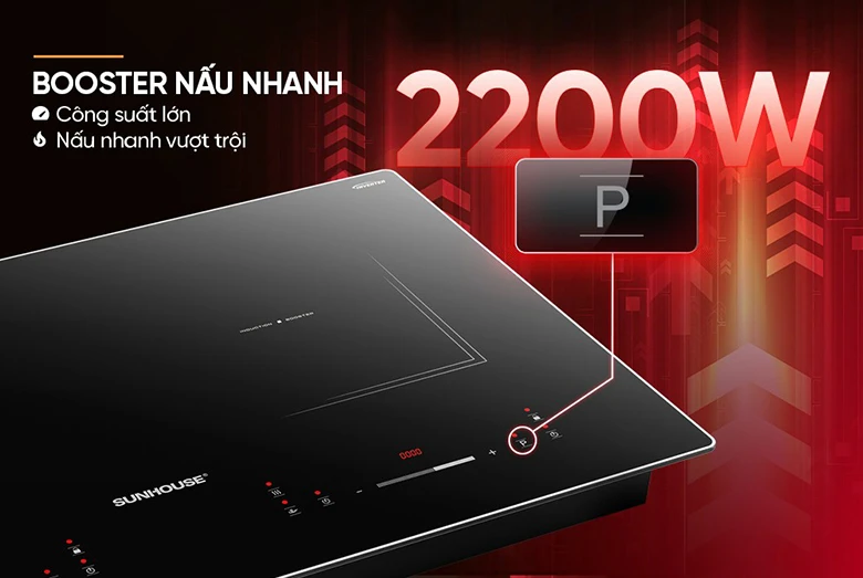 Bếp từ đôi Sunhouse SHB82122-MT làm nóng nhanh