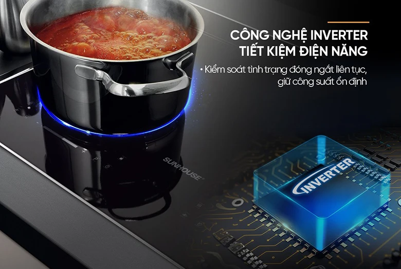 Bếp từ đôi Sunhouse SHB82122-MT có inverter