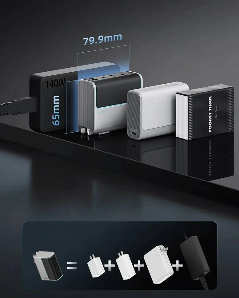 Bộ cáp sạc CUKTECH 140W GaN Charge - Thiết kế nhỏ gọn, sang trọng