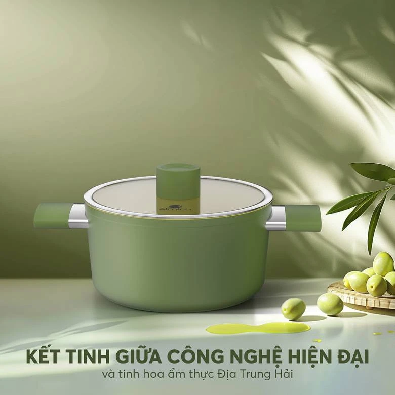 Bộ nồi phủ sứ chống dính Elmich Olive Classic EL-5231OV01 - Thiết kế sang trọng, độc đáo