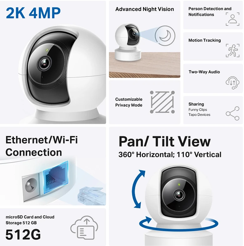 Camera AI WiFi TPLink Tapo C222 2K 4MP/ Quay quét