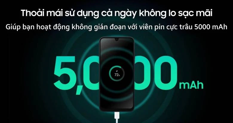 Điện thoại Samsung Galaxy A16 5G 8GB/128GB mint có dung lượng Pin 5000mAh