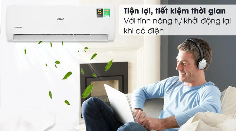 Tự động khởi động lại khi có điện - Điều hòa Aqua 1 chiều Inverter 17400 BTU AQA-KCRV18TK