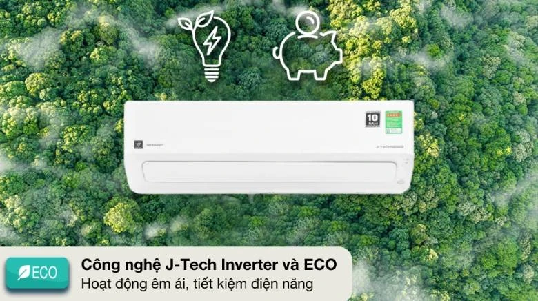 Điều hòa Sharp Inverter AH-X18CEWC tích hợp công nghệ J-Tech Inverter kết hợp Eco