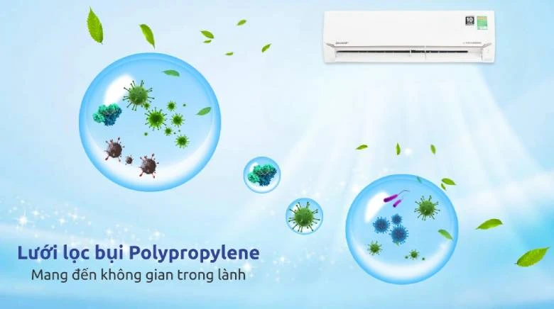  Điều hòa Sharp Inverter 1 chiều 9000 BTU AH-X10CEWC - Lưới lọc bụi polypropylene