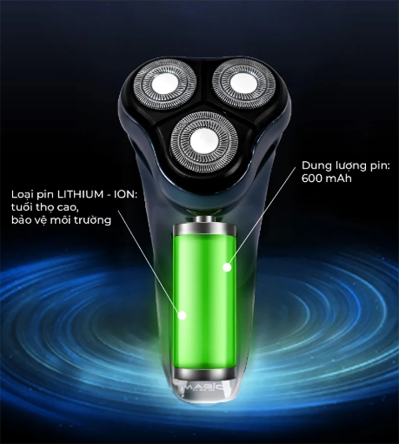 Pin dung lượng lớn - Máy cạo râu Magic B-63