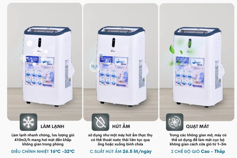 Máy điều hoà di động thông minh FujiE MPAC12 - 4 chức năng trong cùng 1 sản phẩm