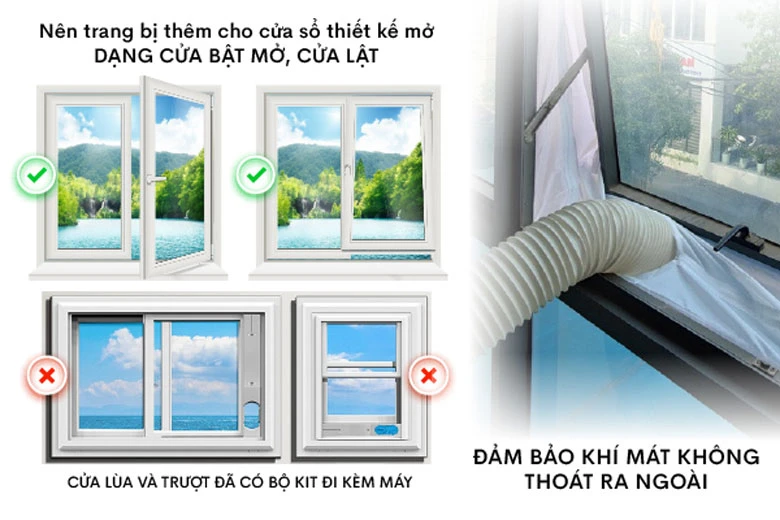 Máy điều hoà di động thông minh FujiE MPAC12B - Lắp đặt tăng hiệu quả làm mát