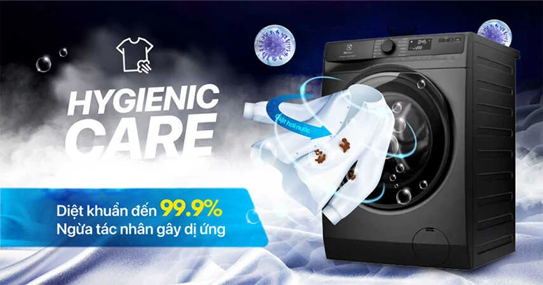Máy giặt sấy Electrolux 10kg EWW1023P5SC lồng ngang - Giặt hơi nước HygienicCare loại bỏ đến 99,9% vi khuẩn