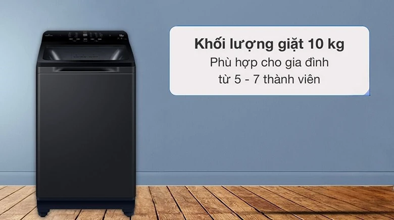 Máy giặt Aqua Inverter 10 kg AQW-DR100JT BK mang đến lượng giặt cho gia đình từ 5 đến 7 người