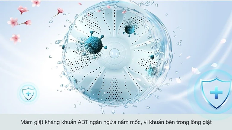 Máy giặt Aqua AQW-DR100JT BK việc khử mùi, kháng khuẩn và diệt nấm mốc khác đơn giản