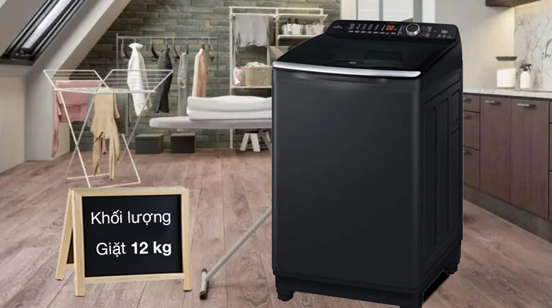 Máy giặt Aqua AQW-DR120HT.BK lồng đứng - Giặt tối đa 12kg + 12 menu giặt sẵn