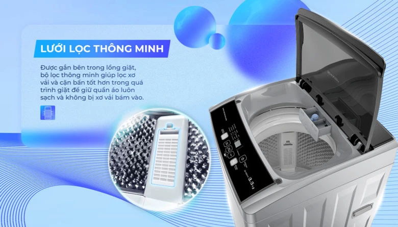 Máy giặt Sharp 7.5kg ES-Y75HV-S lồng đứng - Hệ thống lưới lọc thông minh