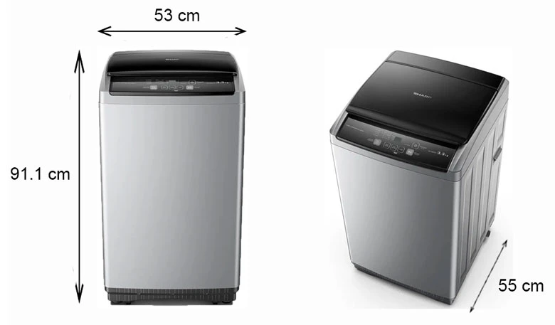 Máy giặt Sharp 7.5kg ES-Y75HV-S - Kích thước chuẩn giúp người dùng lựa chọn
