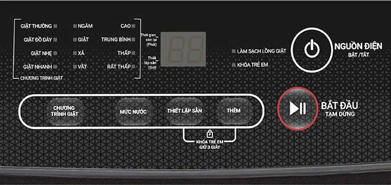 Máy giặt Sharp ES-Y90HV-S lồng đứng - Bảng điều khiển thân thiện + 6 menu giặt