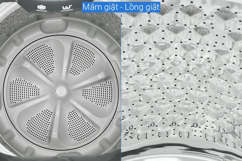 Máy giặt Toshiba 8kg AW-M905BV(MK) lồng đứng - Lồng giặt ngôi sao pha lê