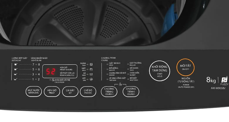 Máy giặt Toshiba 8kg AW-M905BV(MK) lồng đứng - Chương trình giặt cài đặt sẵn