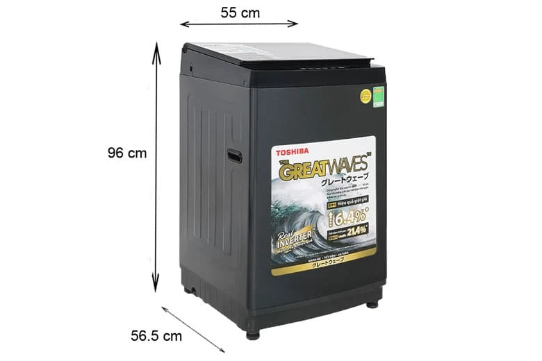 Máy giặt Toshiba Inverter 10 kg AW-DM1100PV (KK) - Kích thước thực tế