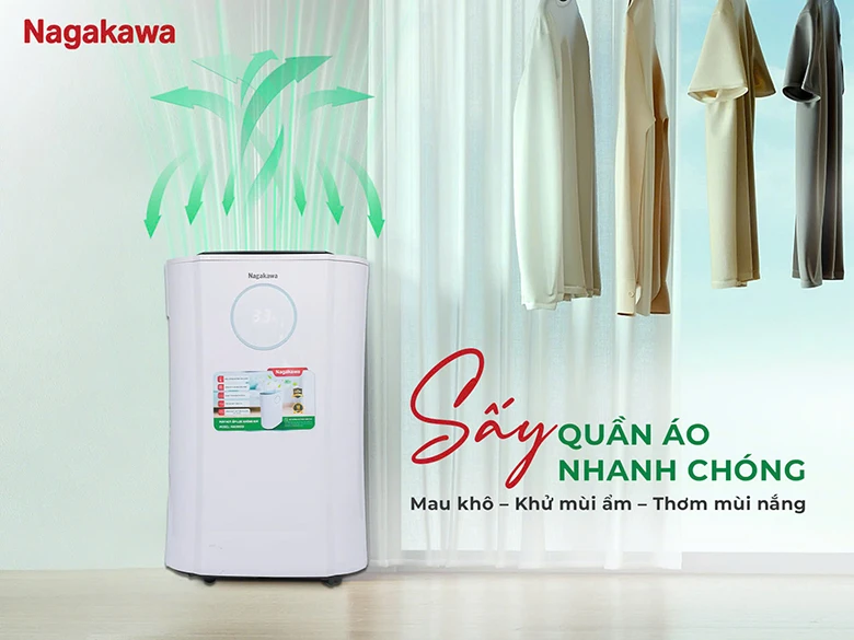 Máy hút ẩm Nagakawa NAD8559 - Tích hợp tính năng sấy quần áo 2 trong 1 ngay trong nhà bạn