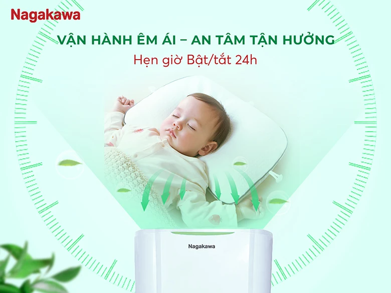 Máy hút ẩm kèm LKK 25L Nagakawa NAD8569 - Chức năng hẹn giờ lến đến 24h