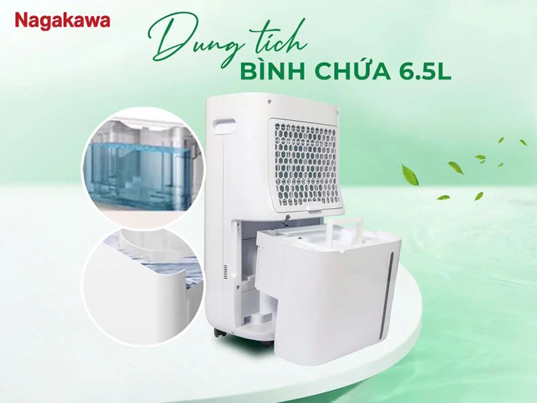 Máy hút ẩm 16L Nagakawa NAD8556 - Dung tích bình chứa 6.5 lít