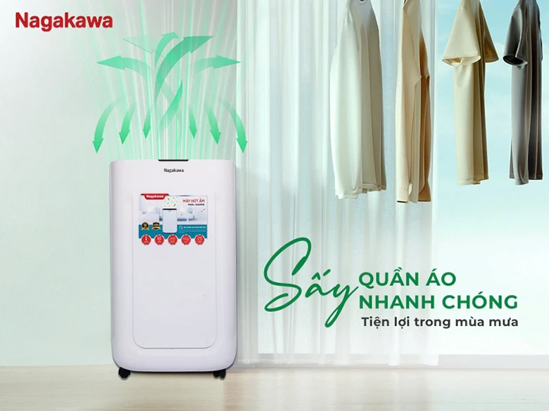 Máy hút ẩm Nagakawa NAD8556 - Tích hợp tính năng sấy quần áo tiện lợi