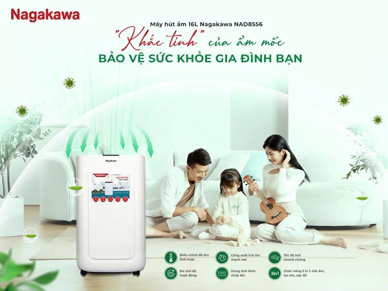 Máy hút ẩm 16L Nagakawa NAD8556