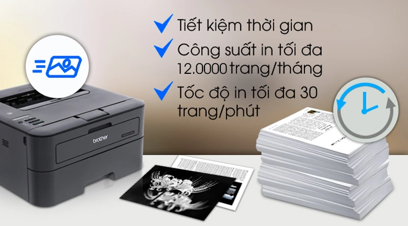 Tốc độ in Máy in laser Brother HL-L2366DW - in mạng, duplex,Wifi