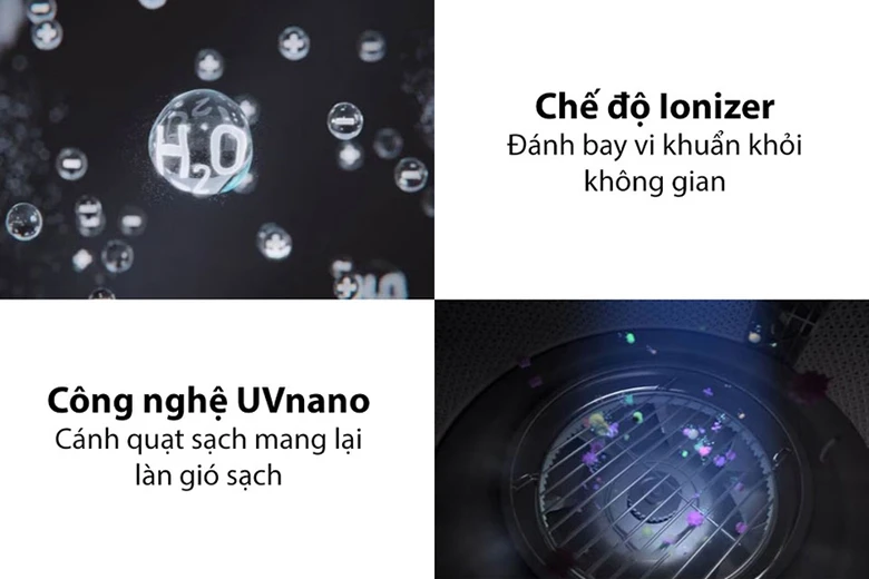 Máy lọc không khí LG AS55GGSY0.ABAE - Công nghệ UVnano™ và ion âm diệt khuẩn