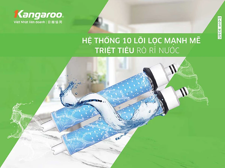 Máy lọc nước Kangaroo Hydrogen Infinity nóng lạnh KG10A16 với 10 lõi cấp lọc nước mạnh