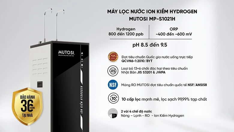 Máy lọc nước nóng lạnh nguội ION kiềm Hydrogen MP-S1021H với những điểm nổi bật