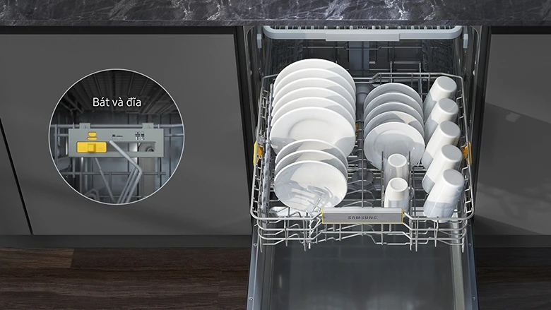 Máy rửa bát Samsung Bespoke DW60CB750FAPSV khoang máy
