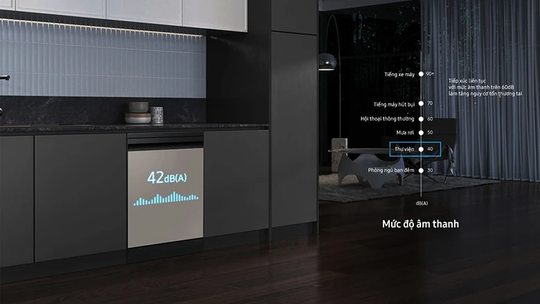 Samsung Bespoke DW60CB750FAPSV vận hành êm