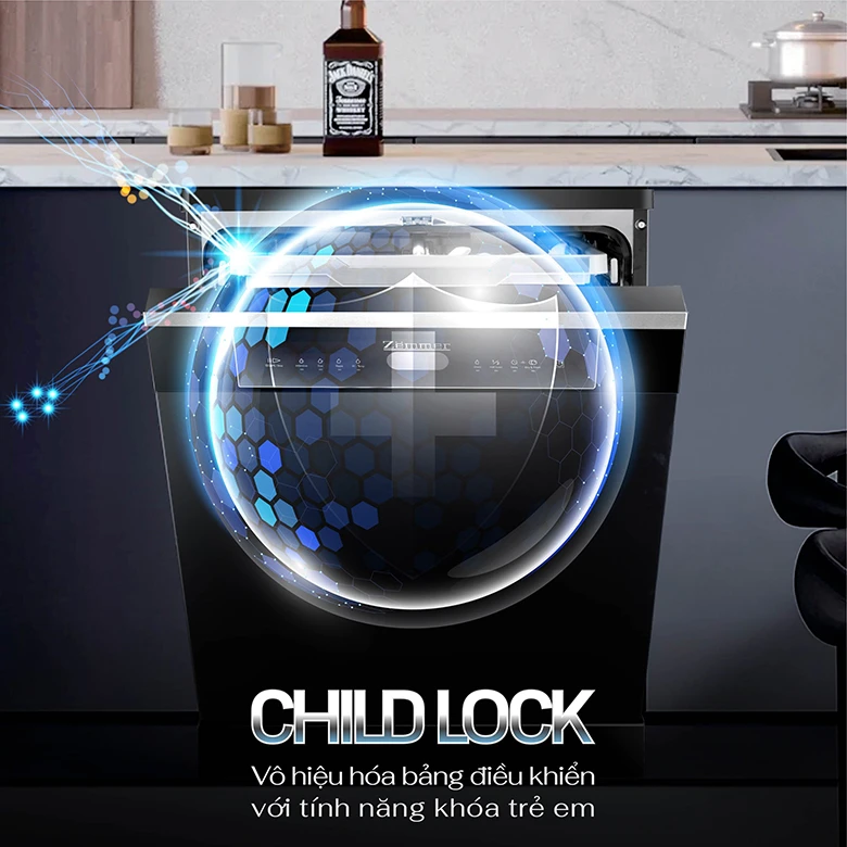 Máy rửa bát Zemmer DWZ950IS - Tính năng Child Lock (khóa trẻ em)