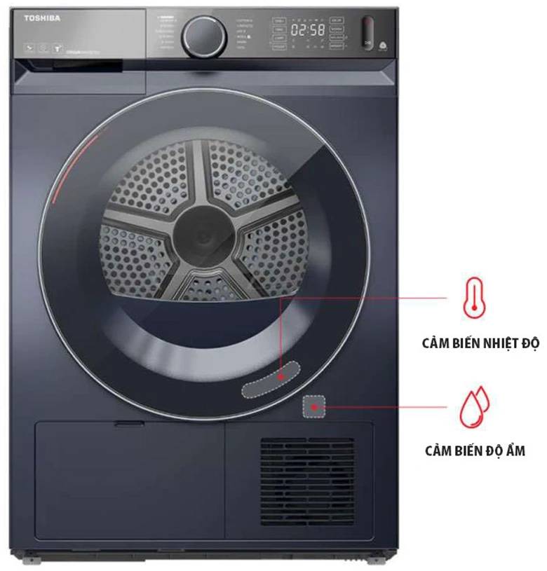 Máy sấy bơm nhiệt Toshiba 10 kg TD-BP110GHV(MG) có cảm biến