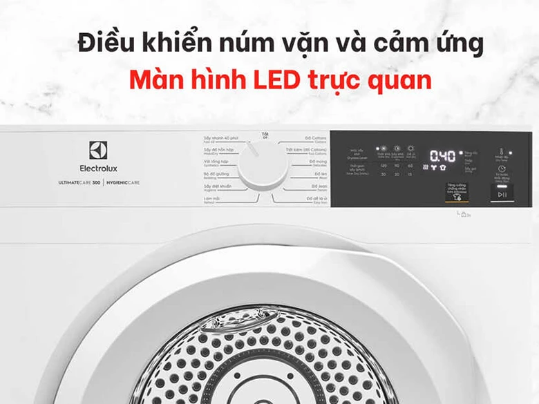 Máy sấy Electrolux 8 kg EDV804H3WC - Bảng điều khiển cảm ứng kết hợp màn LED