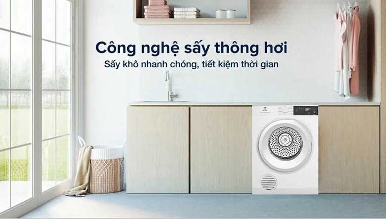 Máy sấy thông hơi Electrolux 9 kg EDV904H3WC - Công nghệ sấy thông hơi tiết kiệm thời gian