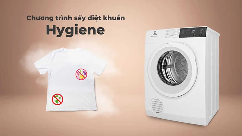 Máy sấy thông hơi Electrolux 9 kg EDV904H3WC - Công nghệ diệt khuẩn Hygienic Care