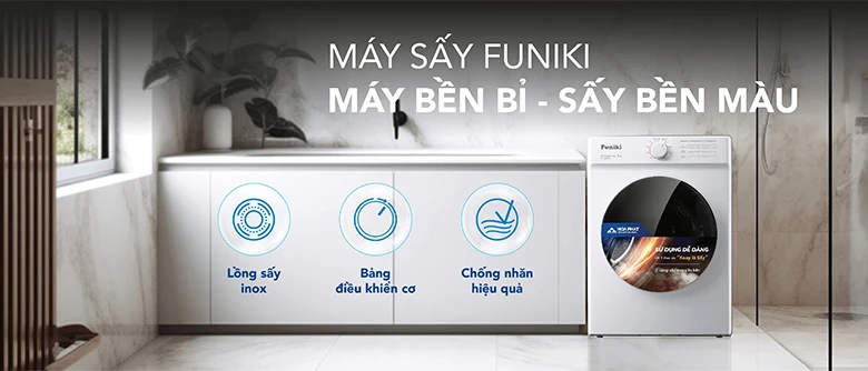 Thiết kế hiện đại sang trọng - Máy sấy thông hơi Funiki 8kg HD V680AW